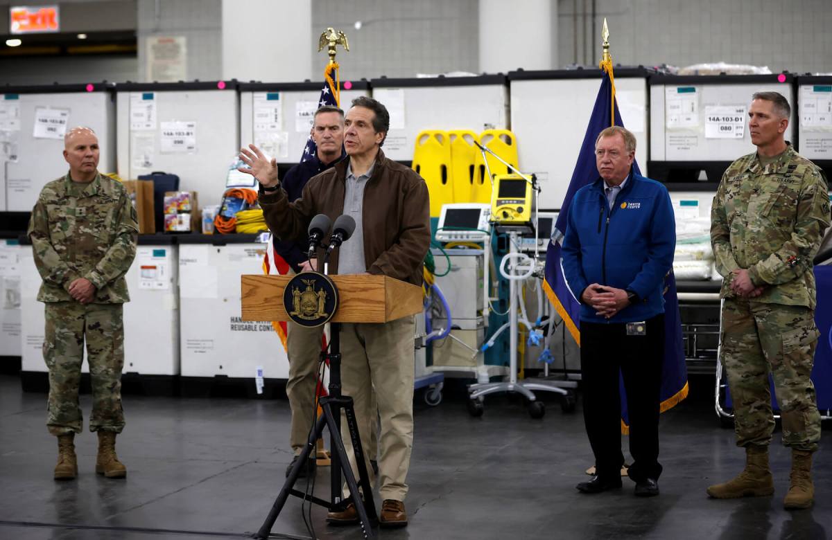 New York Governor Andrew Cuomo speaks in New York