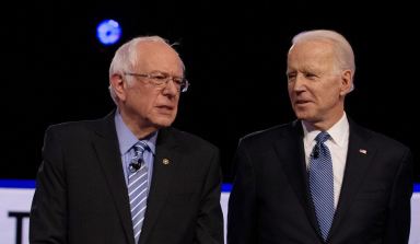 Democratic 2020 U.S. presidential candidates U.S. Senator Sanders and former Vice President Biden take the stage for the tenth Democratic 2020 presidential debate in Charleston, South Carolina, U.S.