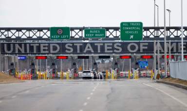 The U.S.-Canada border crossing is seen in Lacolle Canada