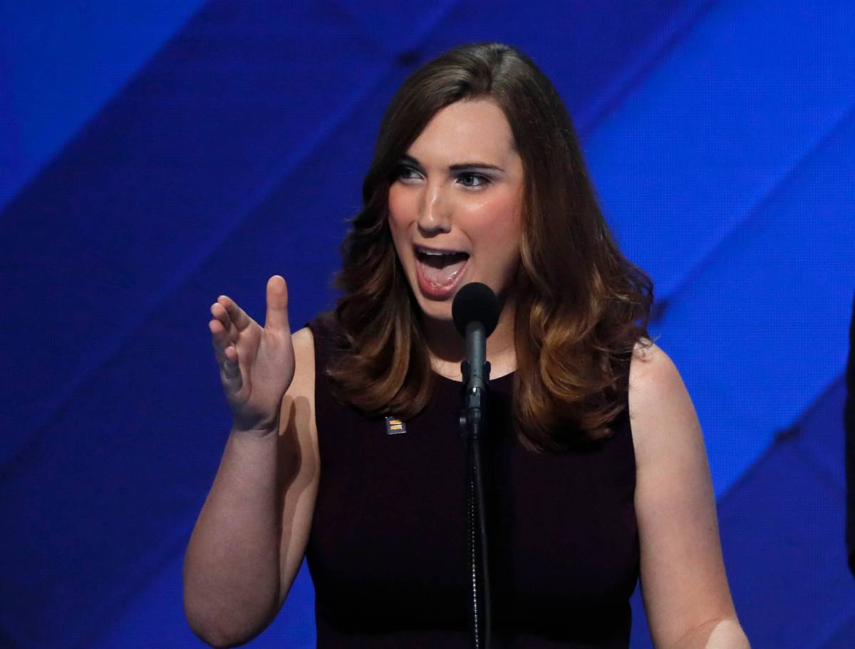 LGBT rights activist Sarah McBride speaks at the Democratic National Convention in Philadelphia