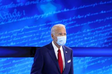 U.S. Democratic presidential candidate Joe Biden participates in an ABC Town Hall event at the National Constitution Center in Philadelphia