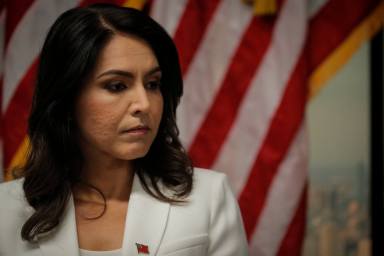 2020 Democratic U.S. presidential candidate and U.S. Rep. Tulsi Gabbard speaks during a news conference at the The 9/11 Tribute Museum in New York