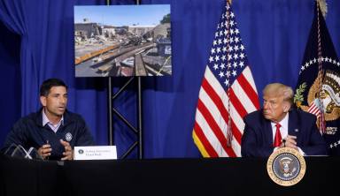 U.S. President Trump visits site of protests against police brutality and racial injustice in Kenosha, Wisconsin