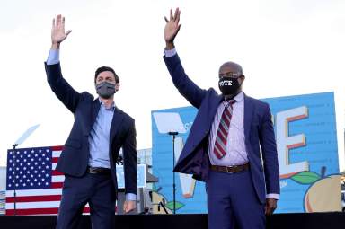 U.S. President-elect Biden campaigns for Democratic U.S. Senate candidates Ossoff and Warnock at a rally ahead of runoff elections in Atlanta, Georgia