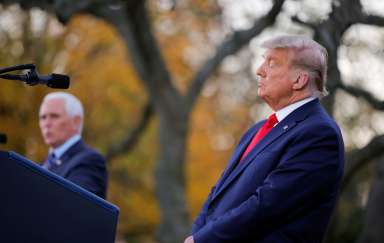 U.S. President Trump delivers update on so-called Operation Warp Speed coronavirus treatment program in televised address from the Rose Garden at the White House in Washington