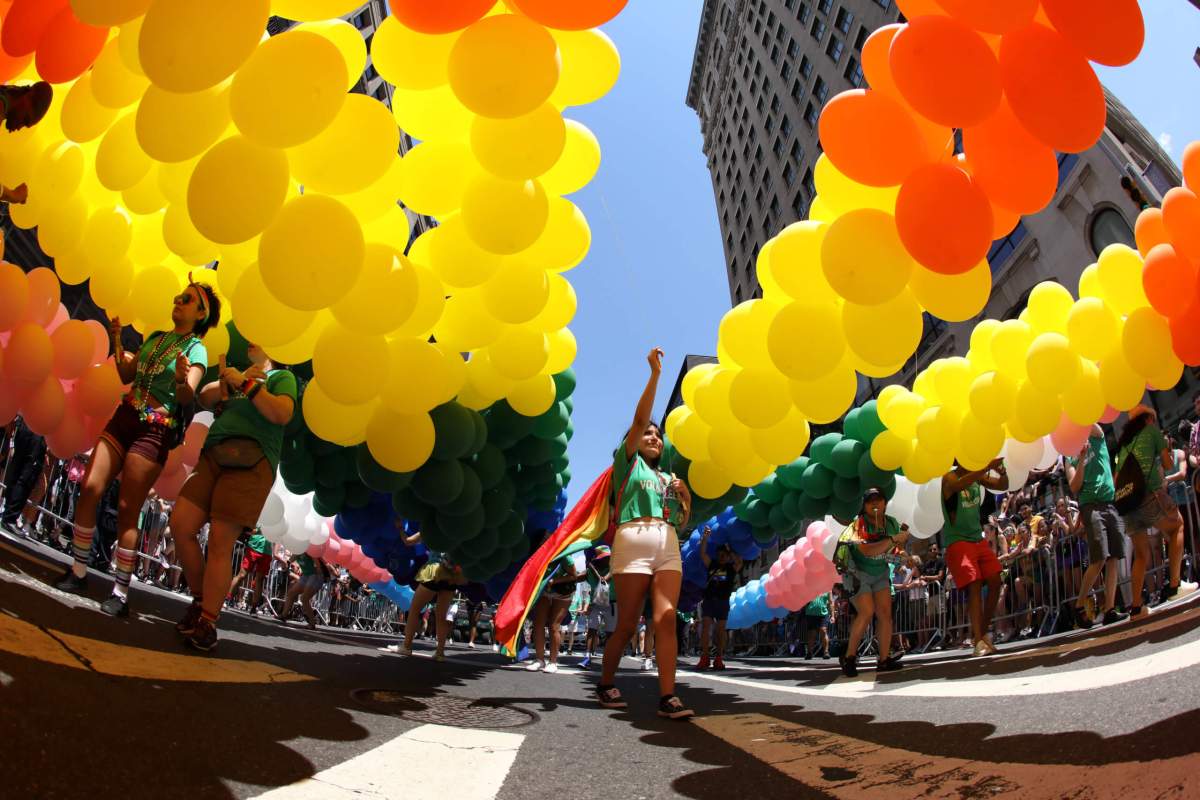 People participate in the 2019 World Pride NYC and Stonewall 50th LGBTQ Pride parade in New York