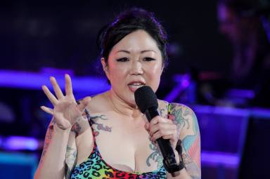 Comedian Margaret Cho performs at the 2019 World Pride NYC and Stonewall 50th LGBTQ Pride Closing Ceremony in Times Square in New York