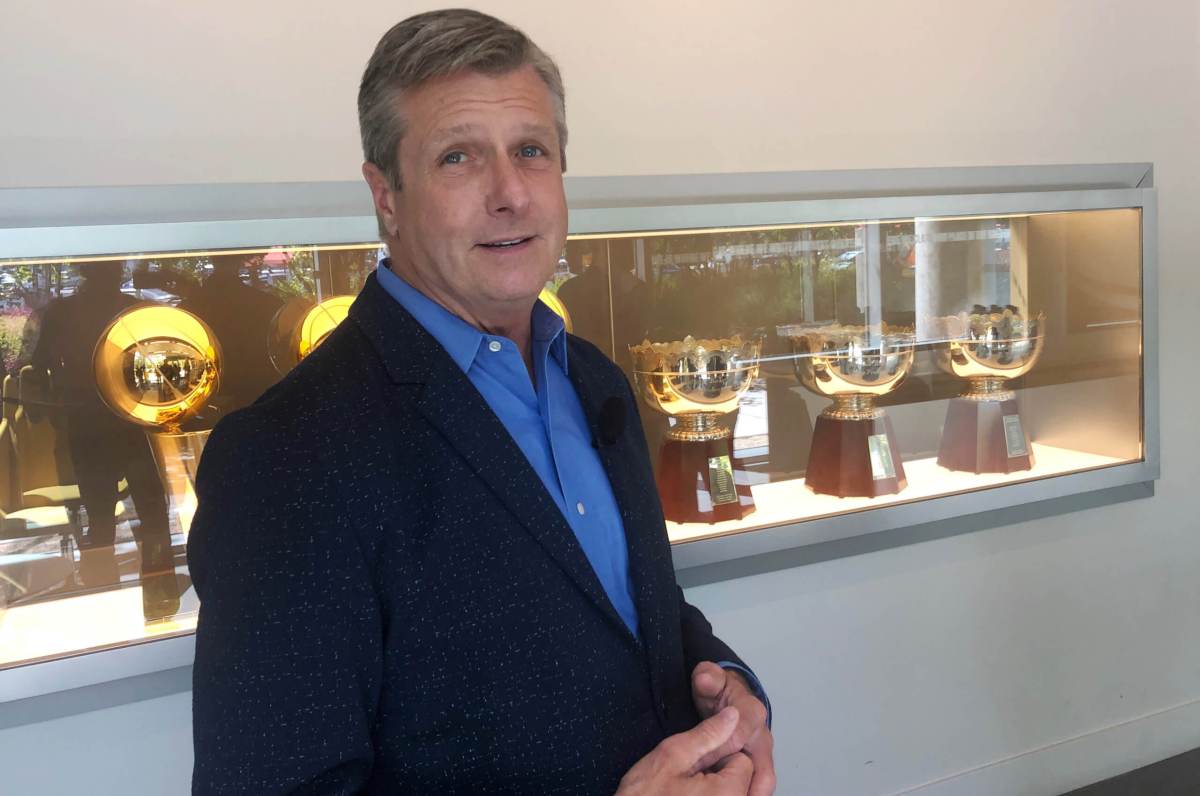 Golden State Warriors NBA basketball team president and COO Welts poses inside the new $1.4 billion Chase Center in San Francisco