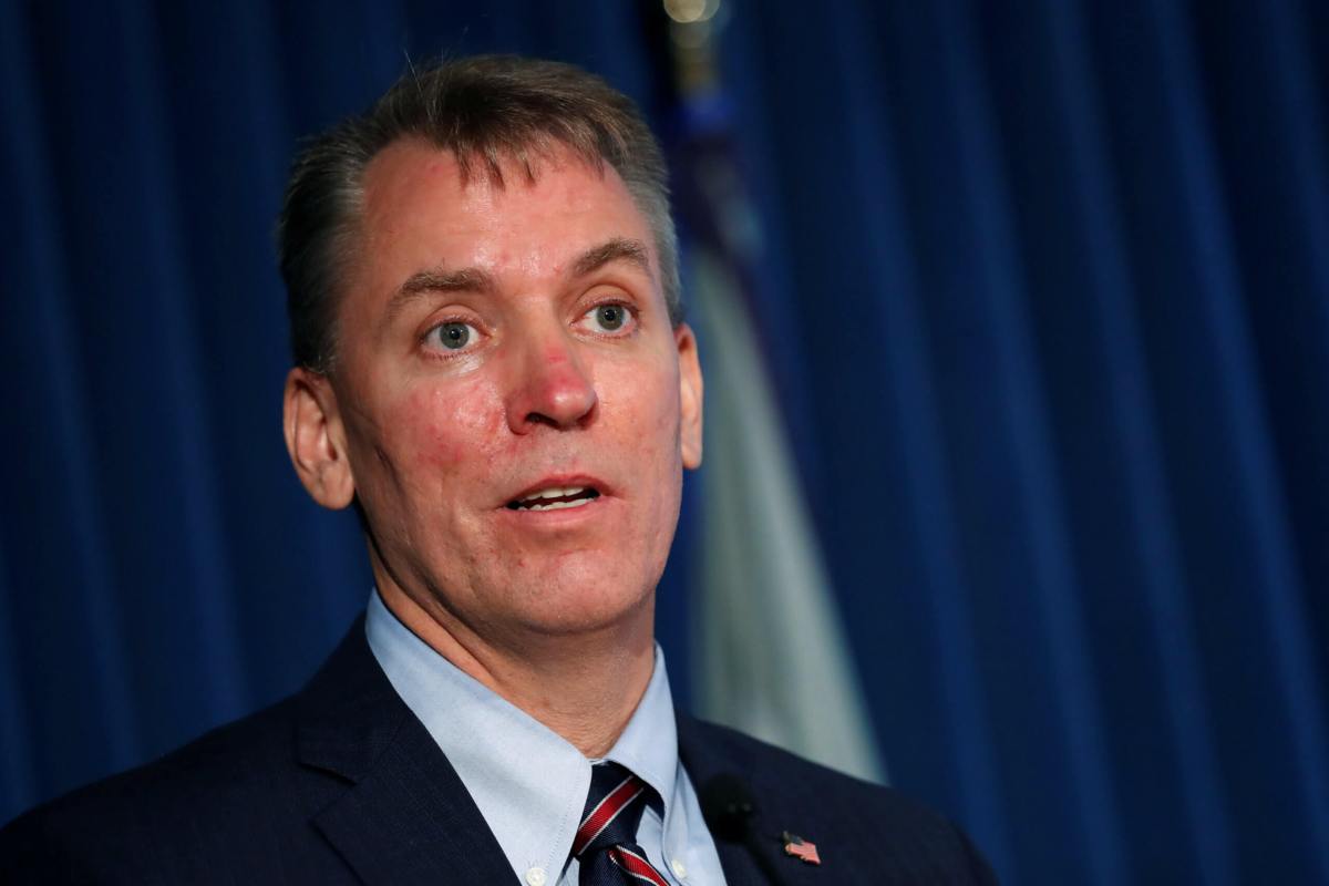 New York Police Department (NYPD) Commissioner Dermot Shea speaks at news conference announcing charges against Ghislaine Maxwel in New York