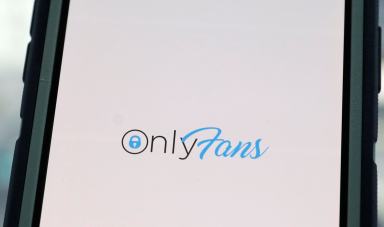 The logo for OnlyFans is seen on a device in this photo illustration in Manhattan, New York City