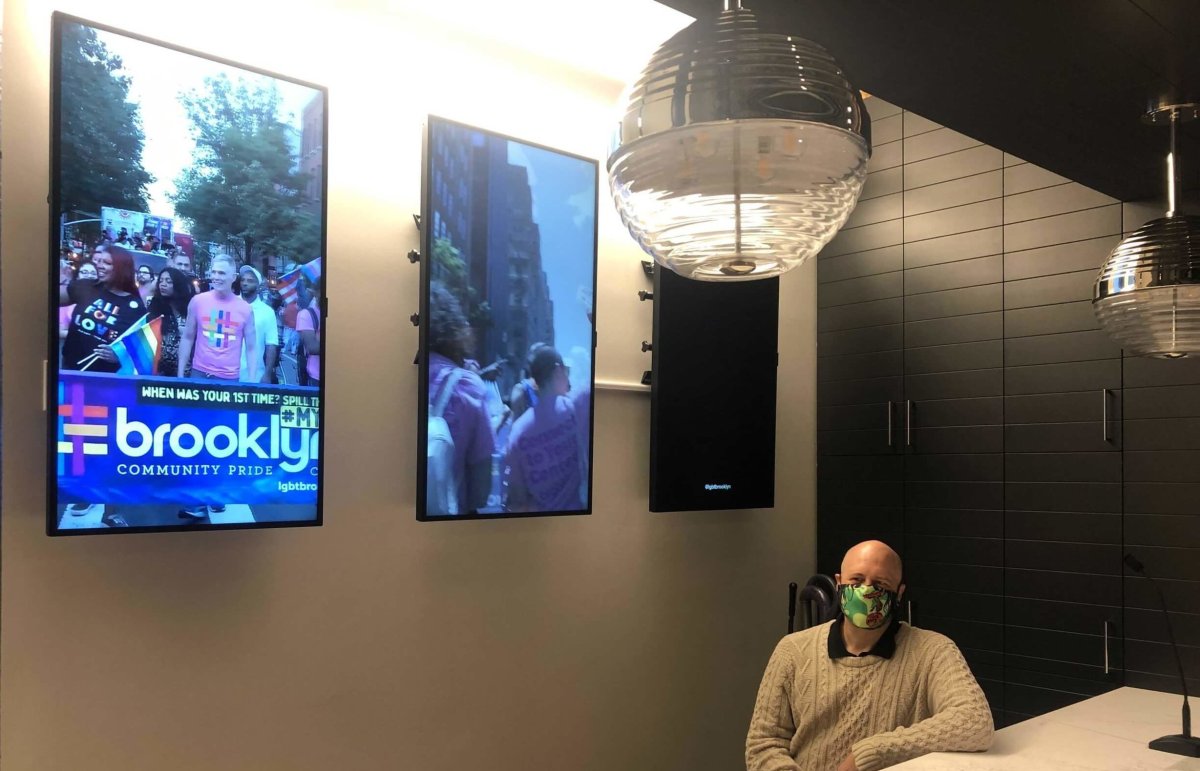 The front desk at the Brooklyn Community Pride Center's headquarters shortly after it opened in 2021.