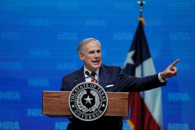 FILE PHOTO: Texas Governor Greg Abbott speaks in Dallas, Texas