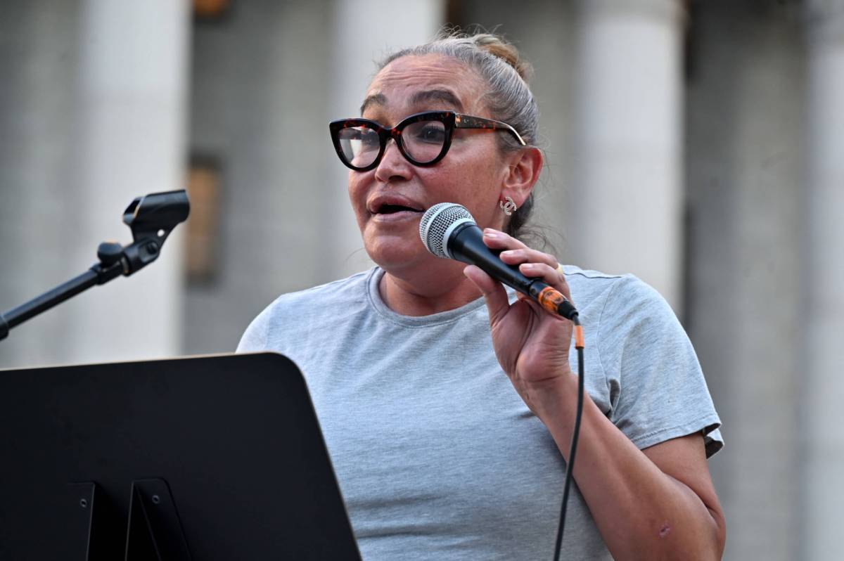 Cecilia Gentili at an mpox-related demonstration in July of 2022.