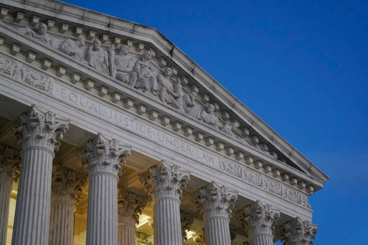 The Supreme Court at dusk.