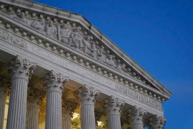 The Supreme Court at dusk.