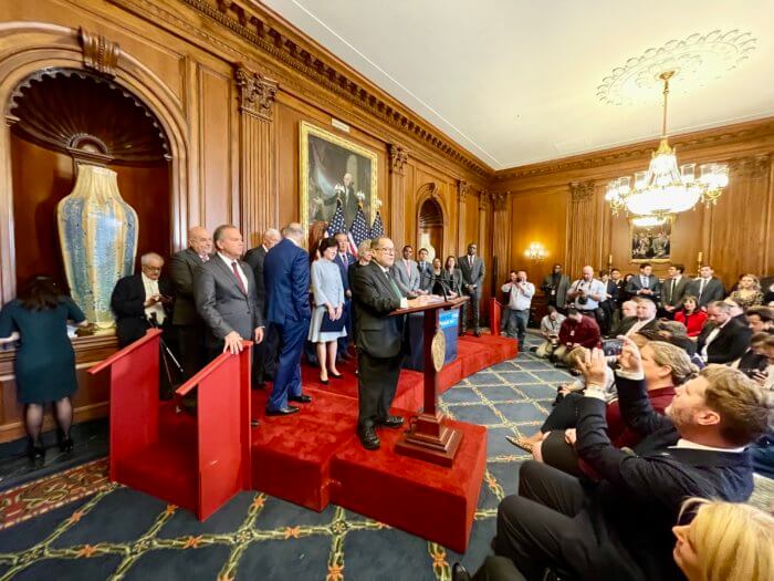 Jerrold Nadler speaking at the podium.