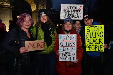 Members of Rise and Resist at Washington Square.