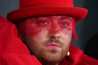 Sam Smith arrives at the 65th annual Grammy Awards on Sunday, Feb. 5, 2023, in Los Angeles.