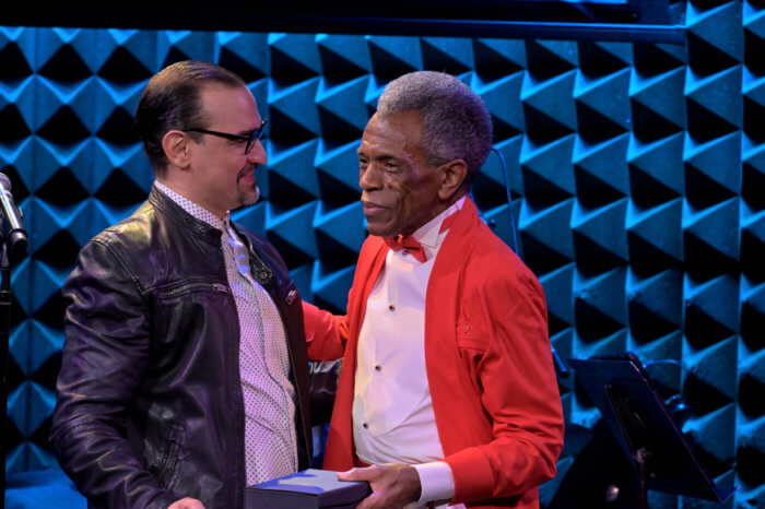 Javier Munoz presents the 2023 Howard Ashman Award to Andre De Shields.