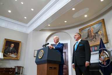 President Joe Biden and Education Secretary Miguel Cardona at the White House.