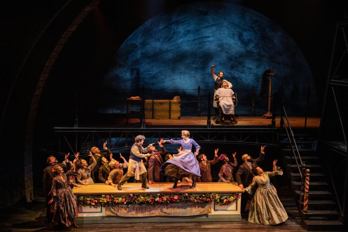 Gaten Matarazzo, Annaleigh Ashford, Josh Groban, Nathan Salstone and the company of "Sweeney Todd."