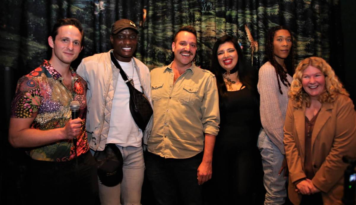 From left to right: moderator Brandon Berkson, founder of Hotels Above Par; health educator and activist Jahlove Serrano; Ravi Roth of the travel website Ravi Around the World; Dayna Troisi, the managing editor of Go Magazine; Aniyah Evelyn Santos Ortiz, who works for The Ali Forney Center; and Stacy Lentz, the CEO and co-founder of The Stonewall Inn Gives Back Initiative.