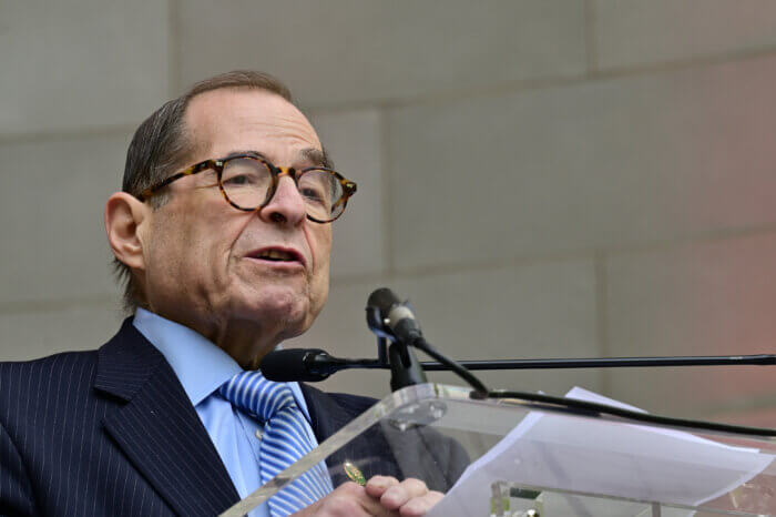 Congressman Jerrold Nadler addresses the crowd.