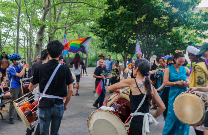 Participants enjoy the festivities at Blasian Pride.