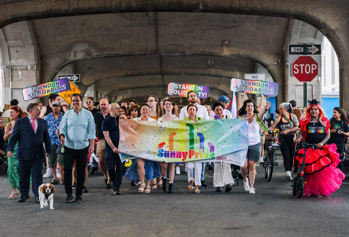 The "SunnyPride" banner leads the way.