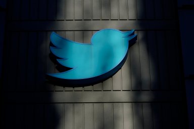 A sign at Twitter headquarters is shown in San Francisco on Nov. 18, 2022.