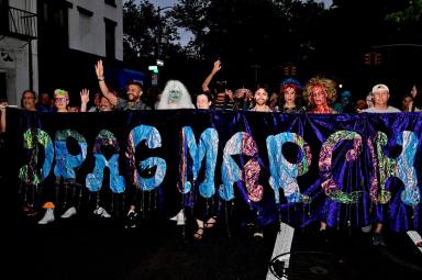 The Drag March went from Tompkins Square Park to the Stonewall Inn.