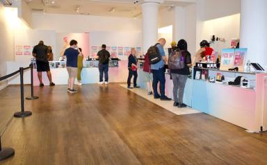 Customers shopping at Housing Works Cannabis Co.’s 1 Astor Place store in New York City.