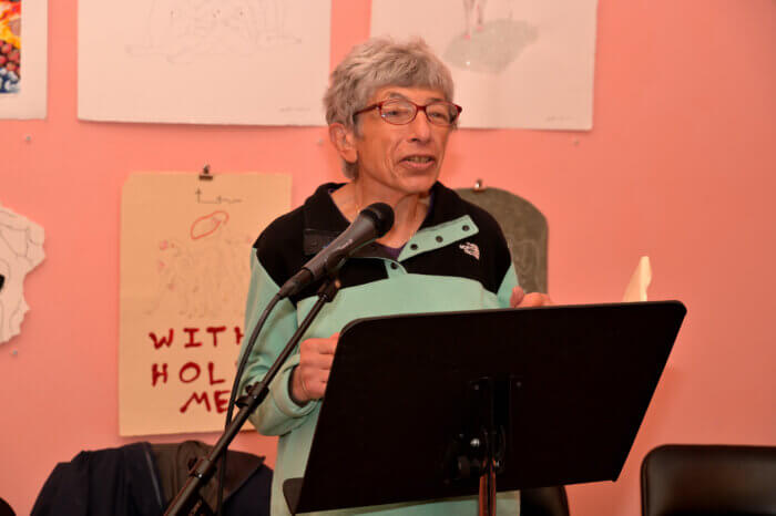 Martha Shelley reads to the audience at the LGBT Community Center on Oct. 15.