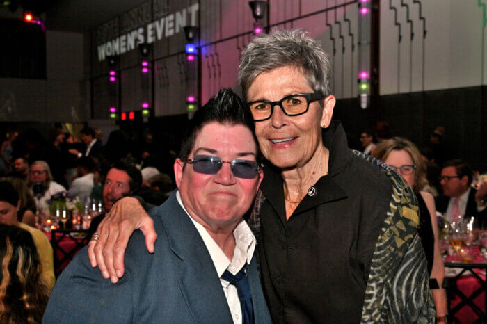 Awardee Lea DeLaria with comedian Kate Clinton.