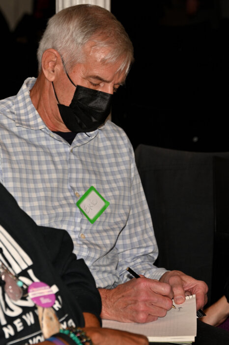 Eric Sawyer takes notes during a breakout group session.