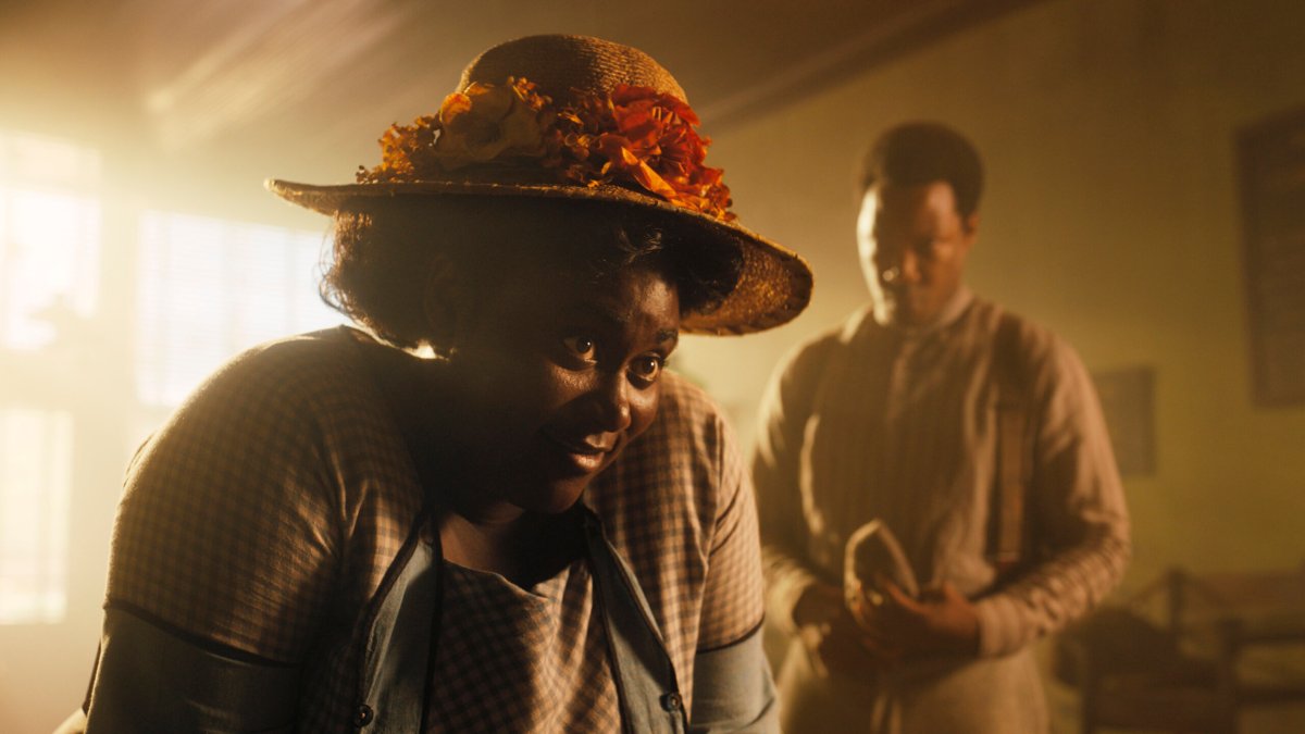 Danielle Brooks, left, and Corey Hawkins in a scene from "The Color Purple."