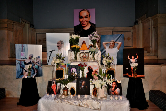 Photographs and candles pay tribute to the late Cecilia Gentili during a previous memorial service at Judson Memorial Church in Manhattan on Feb. 7. 