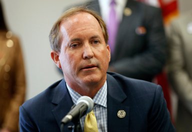 Texas Attorney General Ken Paxton speaks at the Austin Police Association, Sept. 10, 2020, in Austin, Texas.