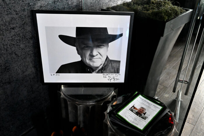 A picture of David Mixner at his memorial service.