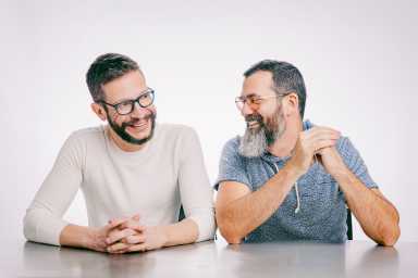 Brian Rubin-Sowers (L) and Judson Morrow (R) are the co-hosts of the new podcast "Dads and Daddies."